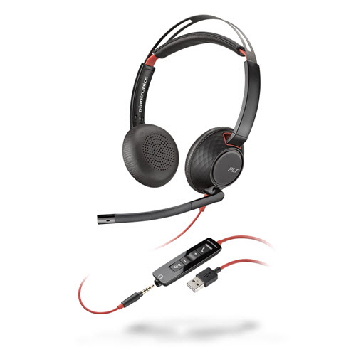 Poly Blackwire 5220 Stereo USB-C Headset +3.5mm plug +USB-C/A Adapter (8X231AA)